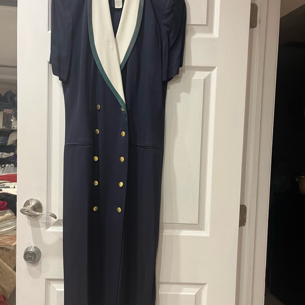 Only Navy Long Sleeve Dress with Gold Buttons